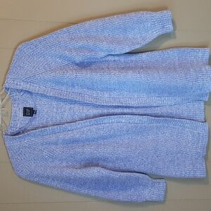 GAP Women's M Light Heather Blue And White Open Front Cardigan